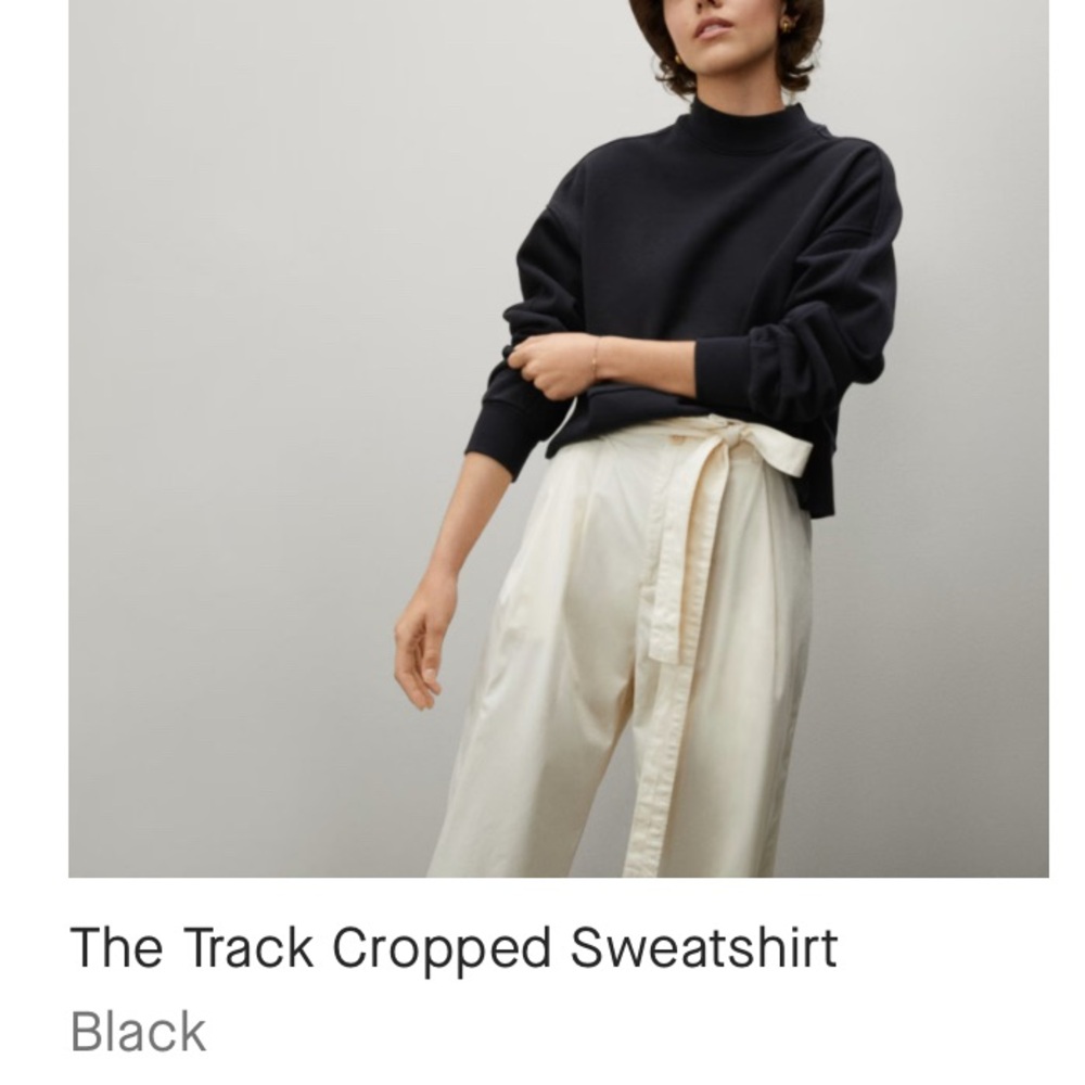Everlane Black Track Cropped Sweatshirt